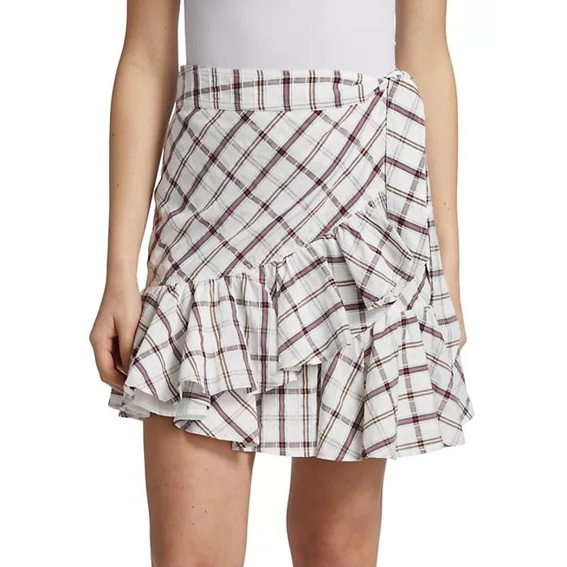 Veronica Beard Memphis Skirt Mini White Plaid Ruffle Nwt 2 Xs Preppy Cottagecore
